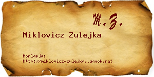 Miklovicz Zulejka névjegykártya